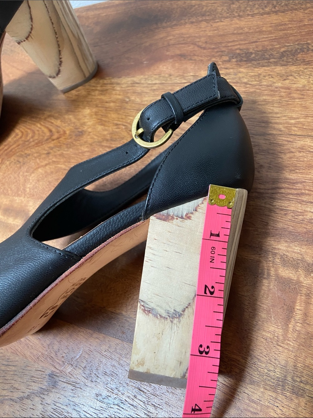 Fortress of Inca Luna Naya Anthropologie Black Leather Slingback Heels - Picture 9 of 12